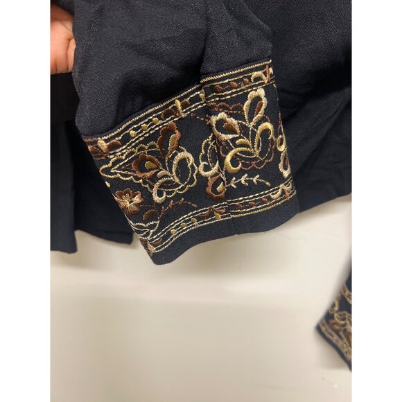 Vintage Sheri Martin Black Cropped Bolero Embroidered Jacket  Sz 10 - Picture 4 of 8